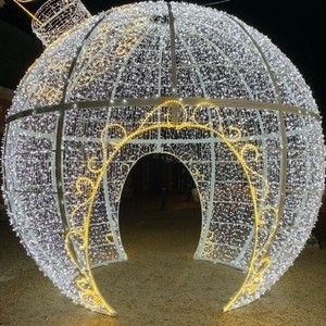 Arche lumineuse <span class=keywords><strong>de</strong></span> Noël 3D, boule décorative, sculpture extérieure étanche pour les centres commerciaux, lumières LED 3D pour les fêtes - Product Image 2