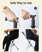 Canne de marche pliable en aluminium avec siège, pliage à un bouton, bâton de marche avec siège, siège léger et portable pour les personnes âgées