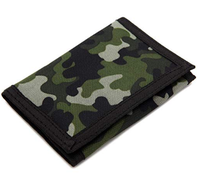 Dompet Pria Lipat Tiga Oxford Murah, Dompet Kartu Slim Motif Kamuflase Desainer Grosir untuk Remaja dengan Ritsleting dan Gantungan Kunci