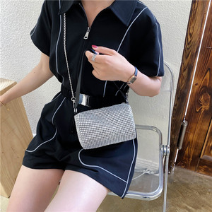 Hot Selling Woman Square <b>Bags</b> with Diamond Woman Chain Cross Body <b>Bag</b> Fashion Bling Bling Woman Handbags - Product Image 3