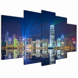 Stampa su Tela Personalizzata B&C Art, Paesaggio Urbano Notturno in Stile Moderno, Ecologica, 10 Colori, Giclée su Tela Stirata, Base Carta con Inchiostro Eco-Solvente - Product Image 4