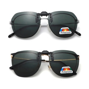 Lunettes de soleil unisexes polarisées sans cadre, verres rectangulaires à Clip - Product Image 5