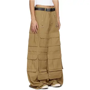 Custom Canvas Cotton Long Multiple Pockets Baggy Cargo Pants For Men