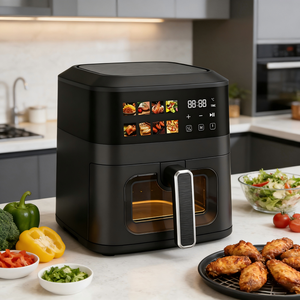 หม้อทอดไร้น้ำมันดิจิตอลขนาด <span class=keywords><strong>4.5</strong></span> ลิตร ยี่ห้อ Factory รุ่น DigitalNO พร้อมอุปกรณ์เสริม ทำจากสแตนเลส ใช้สำหรับทอดอาหารเพื่อสุขภาพ - Product Image 5