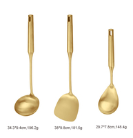 Ensemble d'ustensiles de cuisine en acier inoxydable doré à manche creux, ensemble d'outils de cuisson en métal