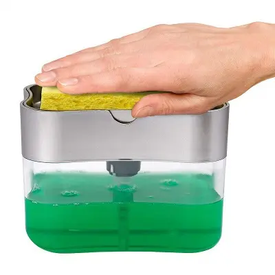 Dispenser cairan pencuci piring dapur tipe tekanan kotak cairan sabun pencuci piring kotak cairan sesuai pesanan dengan Logo plastik