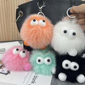 Phổ Biến 3D Tự Làm Sang Trọng Đôi Mắt Lớn Phim Hoạt Hình <span class=keywords><strong>Keychain</strong></span> Dễ Thương Bất Thỏ Lông Mặt Dây Chuyền Trẻ Em Đồ Chơi Nhỏ Quà Tặng Fluffy Pom Pom Móc Chìa Khóa - Product Image 2