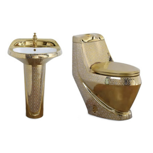 Yida Royal Gold ชุดสุขภัณฑ์เซรามิค inodoros ห้องน้ำและอ่างล้างหน้า WC สีทองหรูหรา - Product Image 3