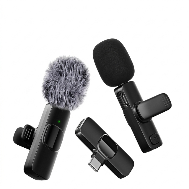 Professional Gooseneck Lapel Microphone Mini Wireless Lavalier Microphone With Type C Receiver Video Recording Interviews Video