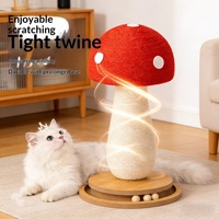 Joli grattoir pour chat en sisal naturel rouge en forme de champignon, minimaliste, compact, taille moyenne, pour chatons et chats adultes
