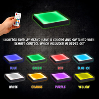 Support d'affichage lumineux LED en acrylique et contreplaqué personnalisé, base d'affichage éclairée RGB pour verre à vin, trophée, figurine, objet de collection