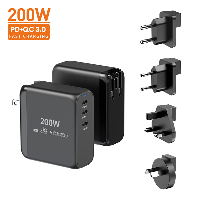 China Wholesale 200W 100W USB Charger GaN Technology Fast Wall Charger Head 65Watt PD3.0 Phone Adapter for iphone Laptop