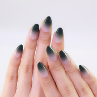 AIERFEI court en forme d'amande Gel ongles conseils plus récent Ombre presse sur les ongles couleur verte faux ongles fabricant