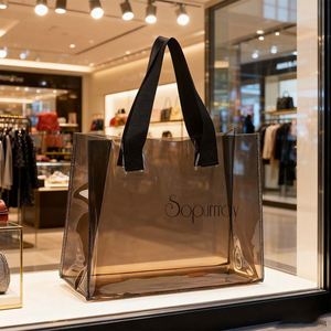 Custom Logo Large Clear <b>Tote</b> <b>Bag</b>-Versatile Waterproof Stain Resistant Transparent Shoulder <b>Tote</b> <b>Bag</b> <b>Work</b> Shoulder <b>Tote</b> <b>Bag</b> - Product Image 4