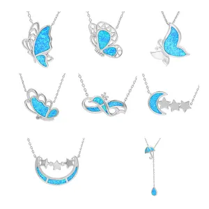 XYOP Fashion blue opal Umbrella shape design pendant 925 sterling silver pendant for women