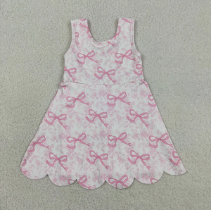 ชุดโยคะเด็กผู้หญิงคุณภาพสูง แต่งขอบหยักลายดอกไม้สีชมพู พร้อมโบว์ - Product Image 1