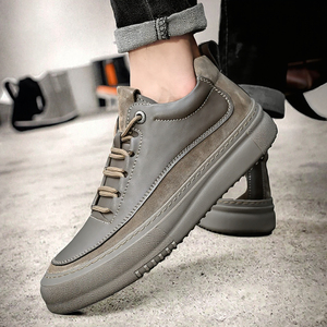 รองเท้าผ้าใบหนังลำลองสำหรับผู้ชายดีไซน์แบบผูกเชือกขนาด38-44สวมใส่สบายเพิ่มความสูงในฤดูร้อน - Product Image 2