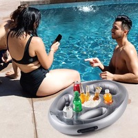 Plateau flottant gonflable en TPU pour boissons et glace, porte-gobelets poreux pour piscine, seau à glace extérieur