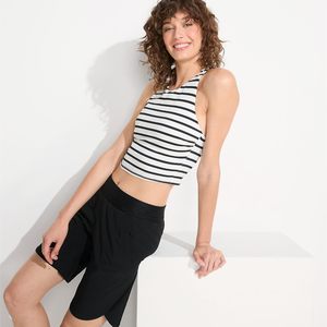 Short de bain modeste pour femme, 9 pouces, séchage rapide, taille élastique, avec culotte intégrée, 1 pièce, en polyester tissé, coupe droite - Product Image 4
