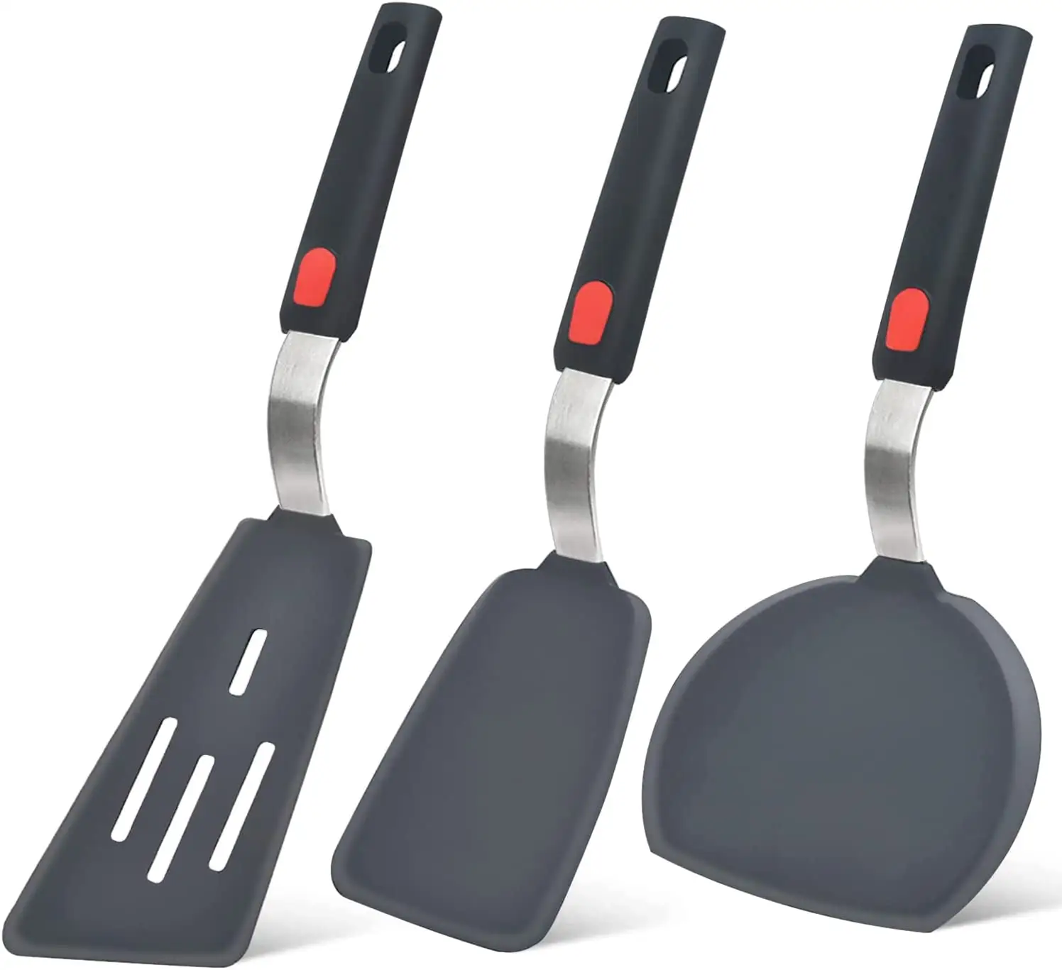 silicone kitchen cooking utensils set Silicone Spatula Turner Set of 3 Heat Resistant Cooking Spatulas for Nonstick Cookware