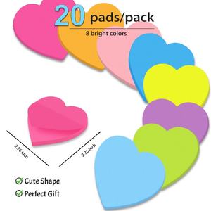 Bon marché Notes autocollantes en forme de coeur de 3x3 pouces Super mignon bloc-notes en papier de couleur vive Promotions adhésives fortes - Product Image 2