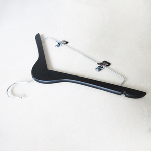Sleek 12mm Flat Notched Black Finish Chrome Hook For VIP Cloakroom Custom Logo Black Wood Coat <b>Hangers</b> - Product Image 4