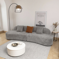 Canapé en tissu pliable en forme de L moderne avec rembourrage en mousse pure, trois places, pour appartement, salon, hôtel, design incurvé
