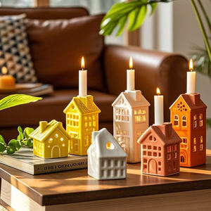 Support de bougie en céramique OEM, bougeoir en grès, petit pot à bougie décoratif de Noël, conteneur pour cadeau promotionnel, fabricant - Product Image 1