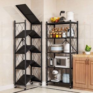 Hot Sale Kitchen Folding Storage Rack Featuring <strong>Steel</strong> Kitchen Shelves Storage Racks and Wheels <strong>Shelving</strong> <strong>Units</strong> for Goods - Product Image 5