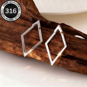 New cross-border geometric rhombus double-layer combination earrings-sleek, sophisticated design, versatile and elegant - Product Image 1