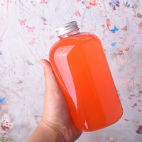 Bouteille de thé infusé à froid avec filtre, bouteille ovale plate en PET transparente, bouteille de boisson jetable, bouteille de thé aux fruits infusé à froid