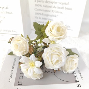 Bouquet de roses artificielles SEASON, <span class=keywords><strong>petit</strong></span>, 5 têtes, fleurs en soie, pour décoration de mariage et de la maison, bouquet de mariée - Product Image 6