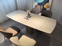 Ensemble table et chaises de salle à manger extensible - Plateau en pierre frittée - Gain de place - 10 personnes - Appartement moderne de luxe - Pieds en métal - Meubles de salle à manger
