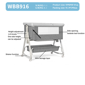 Cuna Mecedora Metálica para Bebé, Precio de Fábrica, en Oferta, con 6 Niveles Ajustables y Lateral Fácil de Abrir para Recién Nacidos - Product Image 2