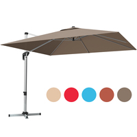 Lampu Taman Luar Ruangan Ovida Big Outdoor 10ft Ukuran Penuh, Mekanisme Tilt Offset Aluminium Alloy Manual, Lampu LED Tenaga Surya Warna Navy, Pengganti Lampu Patio