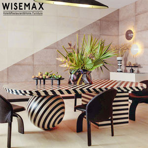WISEMAX FURNITURE Nouvelle arrivée Table design unique texture rayée zèbre Décoration moderne d'hôtel et de restaurant Table à manger en bois - Product Image 4