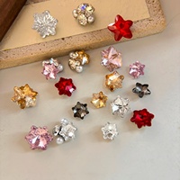 Paso Sico – Nouveaux clous en verre cristal pour ongles, motif flocon de neige de Noël, rouge vif, grands et petits, transparents, à fond pointu, pour DIY Nail Art