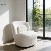 Wohnzimmermöbel Moderne Hotel-Wartebereich-Stühle Komfortabler Einzelsessel Lammwolle Drehbarer Bouclé-Loungesessel