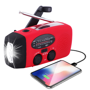 Radio portable d'urgence à manivelle avec lampe torche LED AM/FM, météo, batterie 2000 mAh, WD-088 - Product Image 1