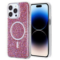 KINGSOUL KS1248MS Coques de téléphone portable de luxe en TPU+PC avec paillettes, support magnétique en époxy, couleur personnalisée, antichoc pour