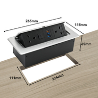 Prise de courant escamotable pour bureau avec interrupteur, prise USB-C 65W à charge rapide, intégrée au comptoir de cuisine, compatible prise britannique (2 voies)