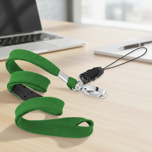 Porte-badge d'identification d'entreprise de bureau en polyester rouge personnalisé de haute qualité avec sécurité pour lanière de sangle de cou en gros à boucle - Product Image 1