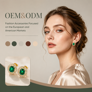 Wholesale Custom Halo <b>Stud</b> <b>Earrings</b> Gold Plated Synthetic <b>Emerald</b> With Cubic Zirconia Luxury Hypoallergenic Jewelry For Women - Product Image 1