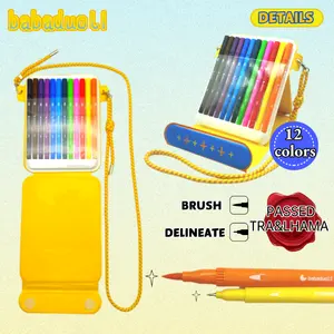 Eco-Friendly Dual-Head Watercolor Brushes For Children Ideal For Outdoor Drawing Comes With Bag