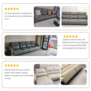 Sofá <span class=keywords><strong>reclinable</strong></span> moderno de estilo europeo de <span class=keywords><strong>3</strong></span> <span class=keywords><strong>plazas</strong></span> con tapicería de cuero genuino y marco de madera para sala de estar - Product Image 4