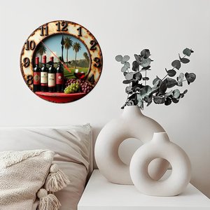 Round Wooden <b>Wall</b> <b>Clock</b> 25Cm <b>Silent</b> Rustic Farmhouse Decor For Living Room Home Decor - Product Image 2