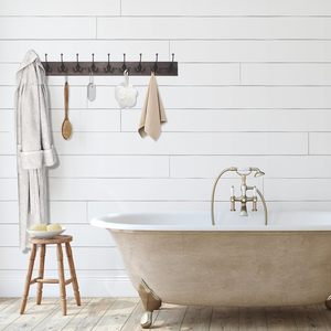 Porte-manteau mural avec 10 crochets décoratifs, 34'' de long, couleur <span class=keywords><strong>bois</strong></span> vieilli, tringle rustique pour entrée - Product Image 1