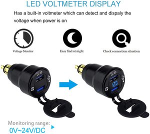 Keydin — connecteur Hella à double Charge 3.0 USB, <span class=keywords><strong>adaptateur</strong></span> de chargeur électrique de voiture avec voltmètre, pour <span class=keywords><strong>BMW</strong></span> Triumph Tiger Ducati - Product Image 5