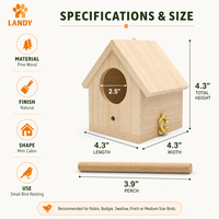 Nichoir en bois naturel suspendu pour oiseaux, décoratif d'extérieur, avec perchoir et porte de nettoyage pour jardin et cour arrière