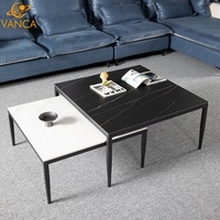 Table basse rectangulaire moderne haut de gamme en pierre frittée, motif marbre, pour hall d'hôtel et réception de bureau